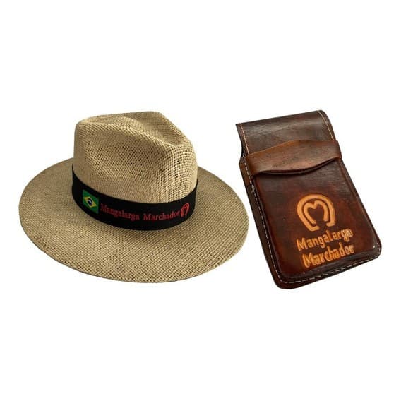 Kit Country Chapéu Mangalarga Marchador  country de Juta Cowboy Cowgirl + capa para Celular de couro