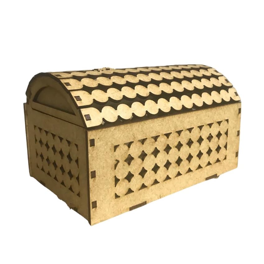Baú Decorativo em Mdf Pérola Porta Jóias Decoração Moderna UD