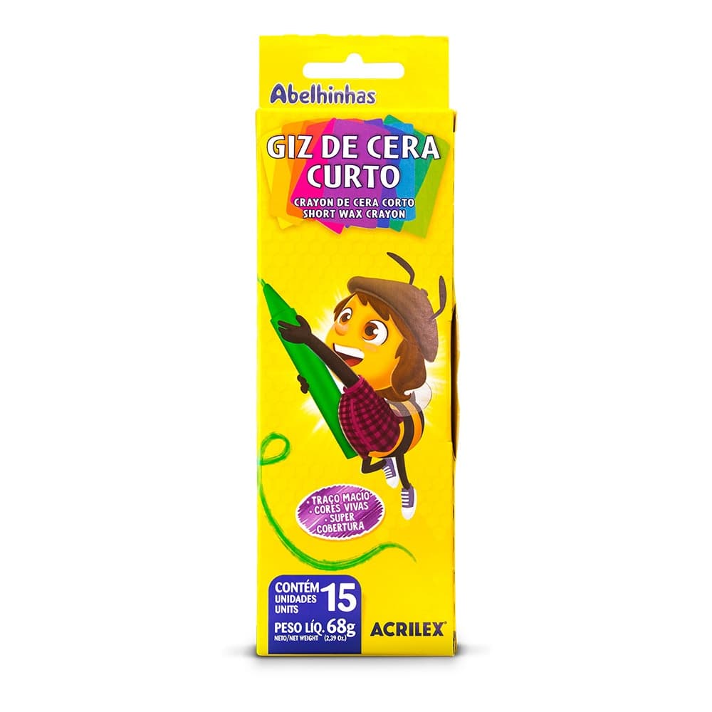 GIZ DE CERA CURTO 15 CORES - ACRILEX
