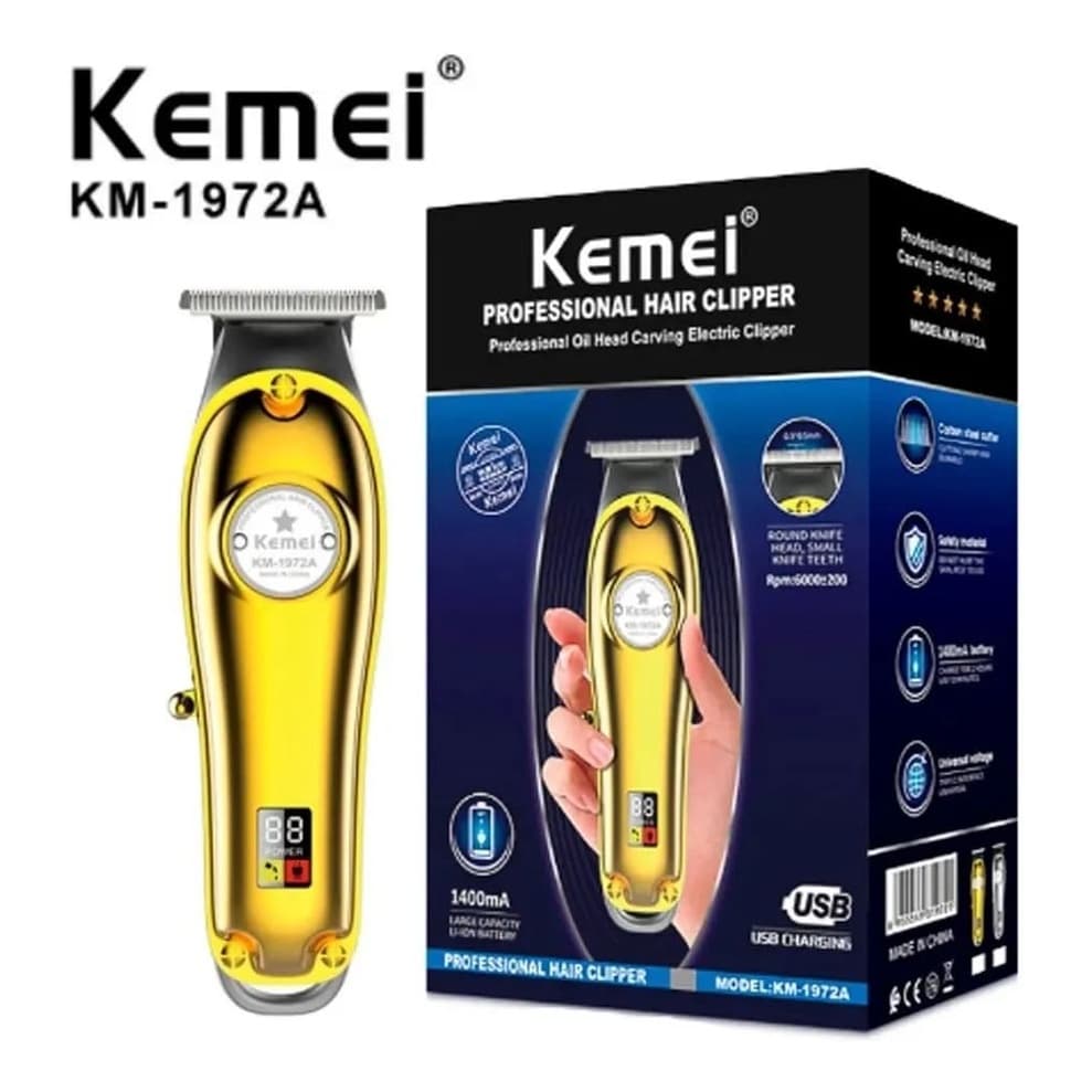 Máquina De Acabamento Kemei Km-1972 Dourado - Bivolt Potente Ultra Max Shaver Pro