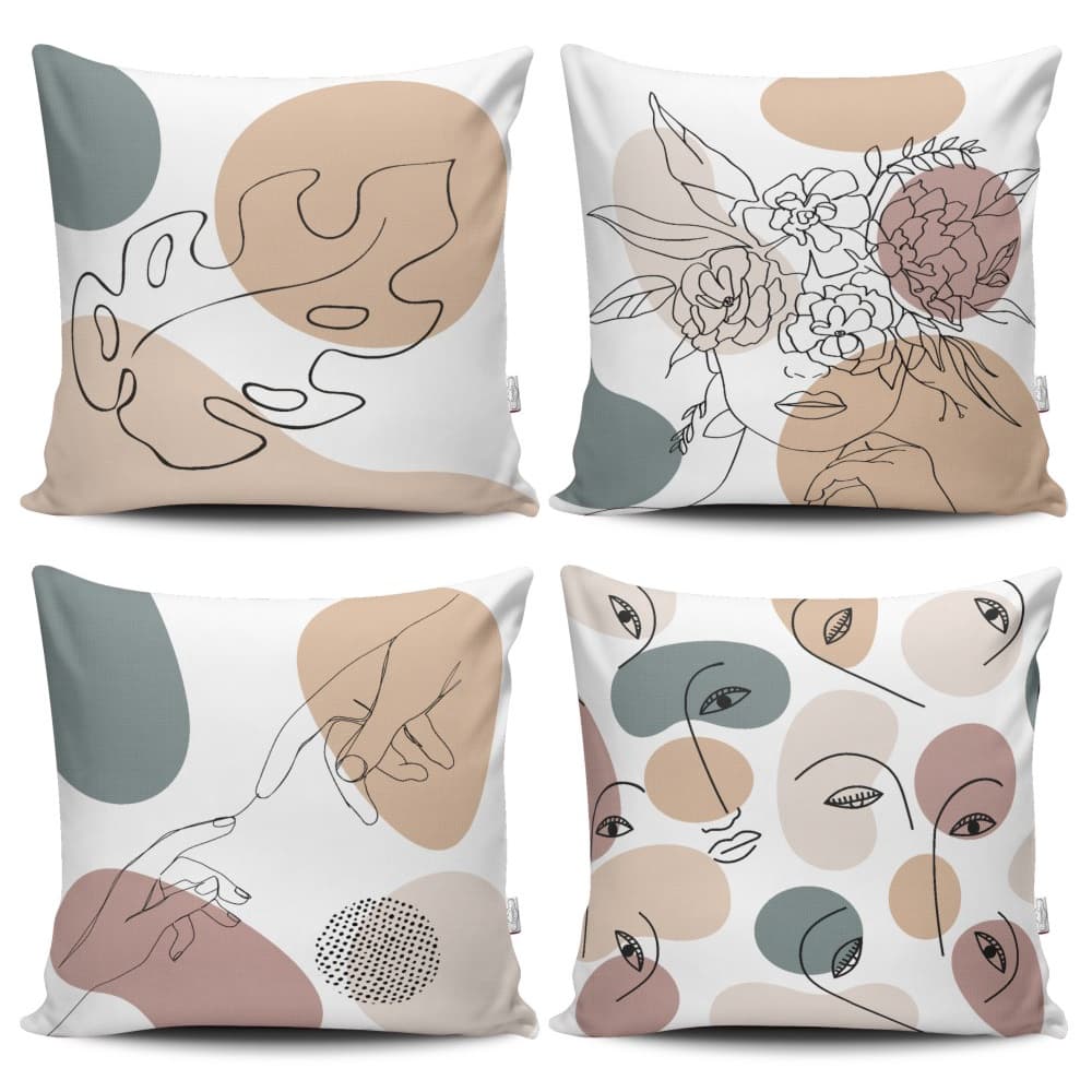 Kit 4 Capas de Almofada Decorativas Estampadas - Mulher
