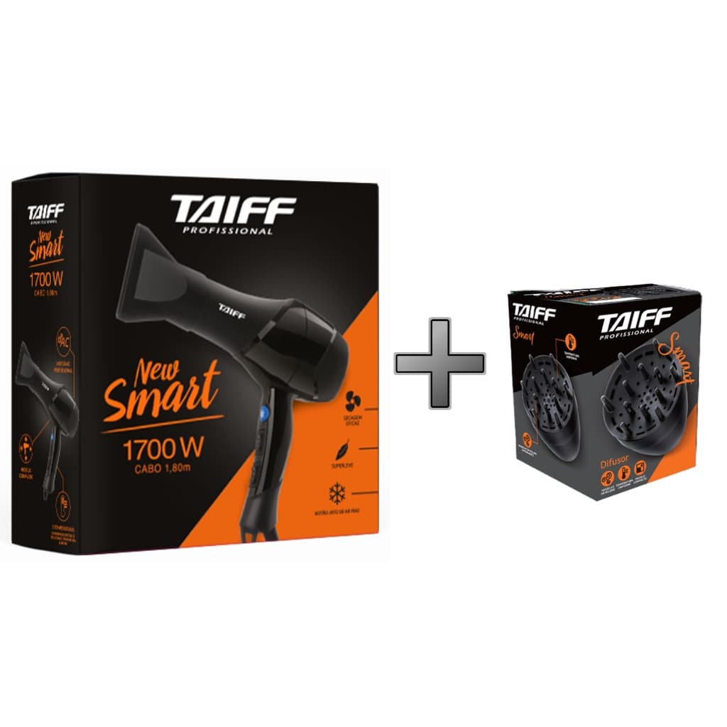Kit Taiff Secador New Smart 1700w 127V + Difusor De Cachos Taiff Smart