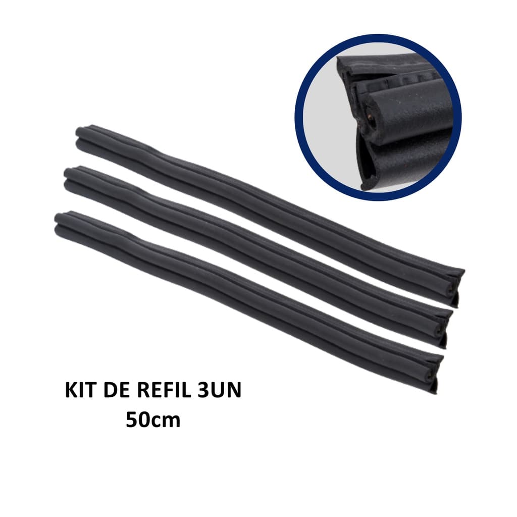 Kit 3 Refil de Borracha Rodo Aluminio 50cm Rodos 2000