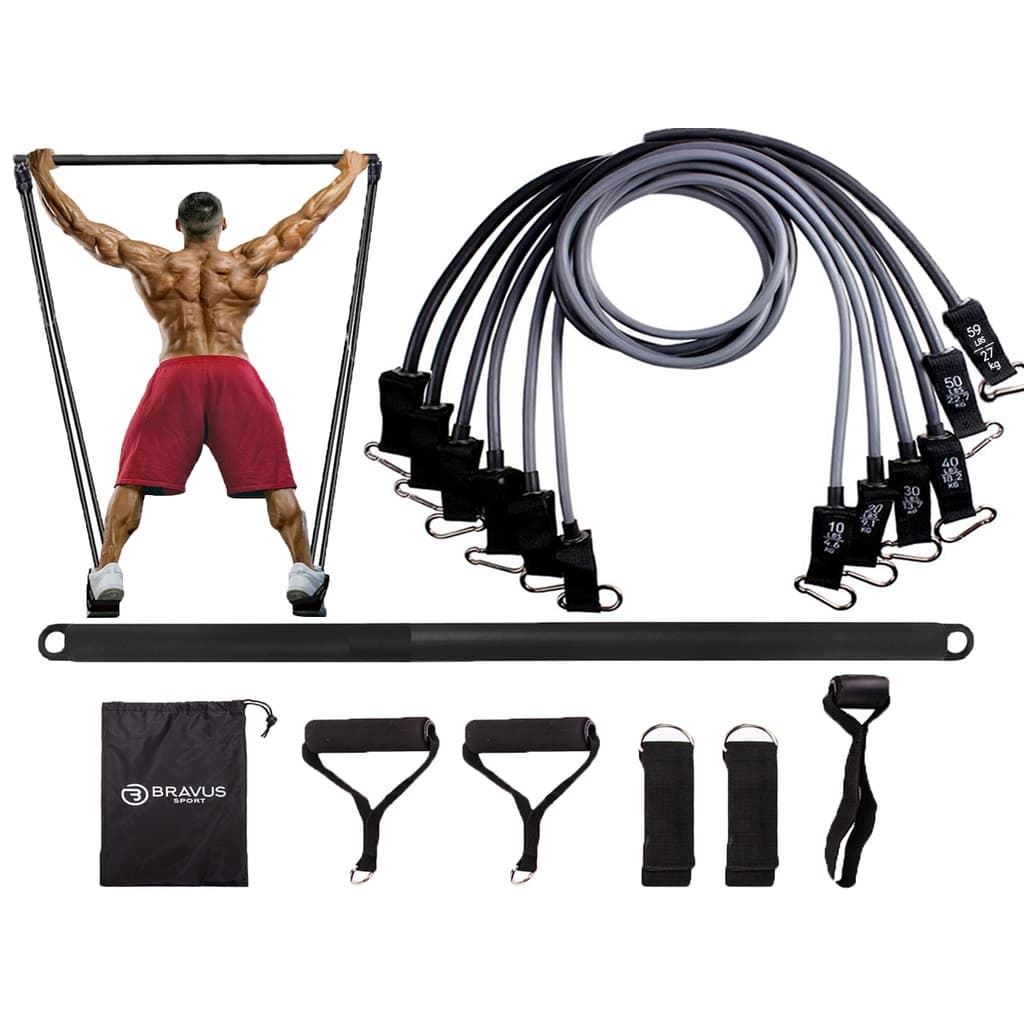 Kit Tubing Extreme Pro 95Kg com Barra de Exercício Bravus