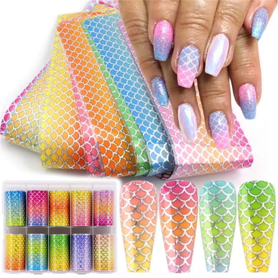 Kit 10 Fita Foil 3d Decoração Encapsulamento Unhas Art Nails