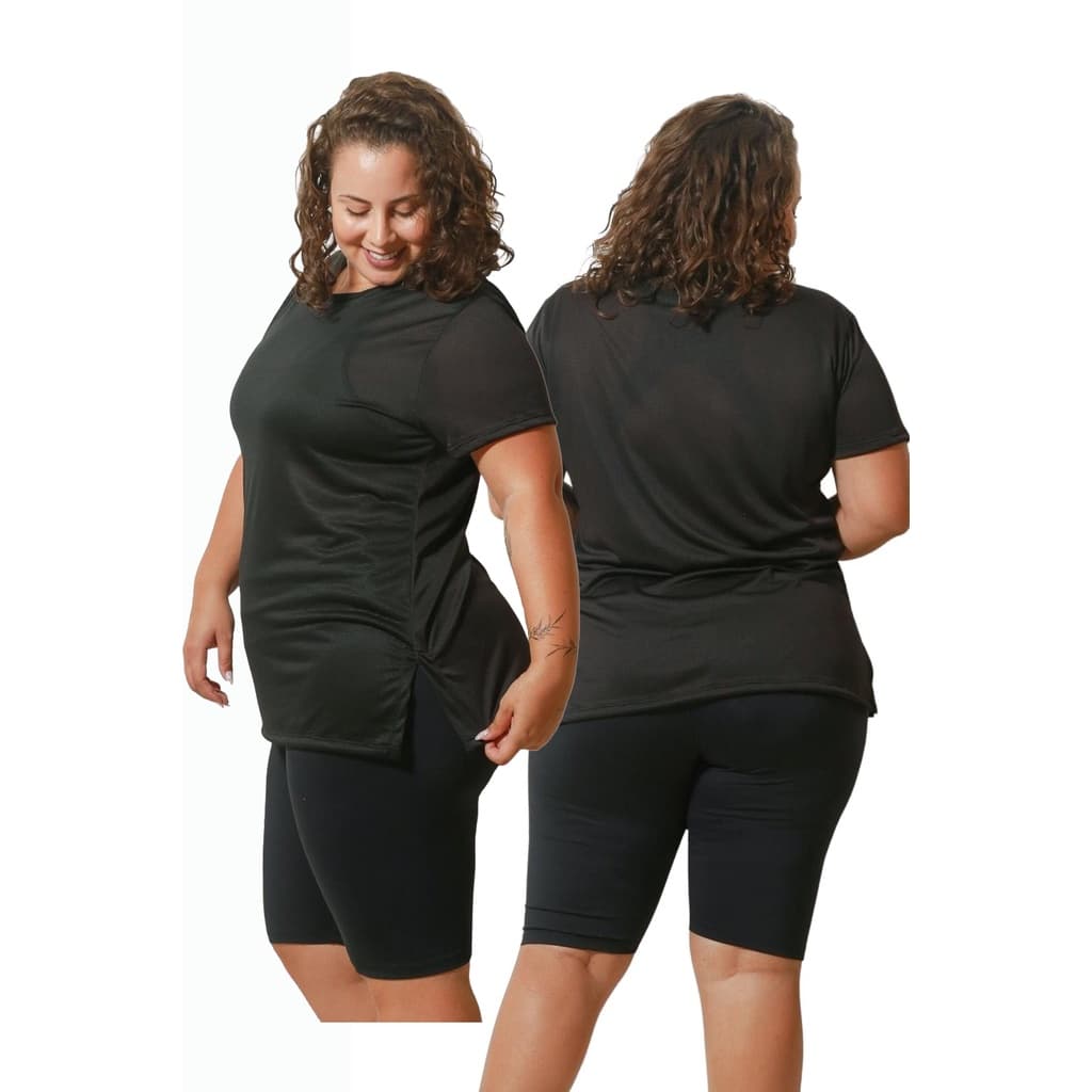 Blusinha Dry fit Plus Size Feminina Roupa de Academia Até o G5 Tapa Bumbum Para Treino Curve