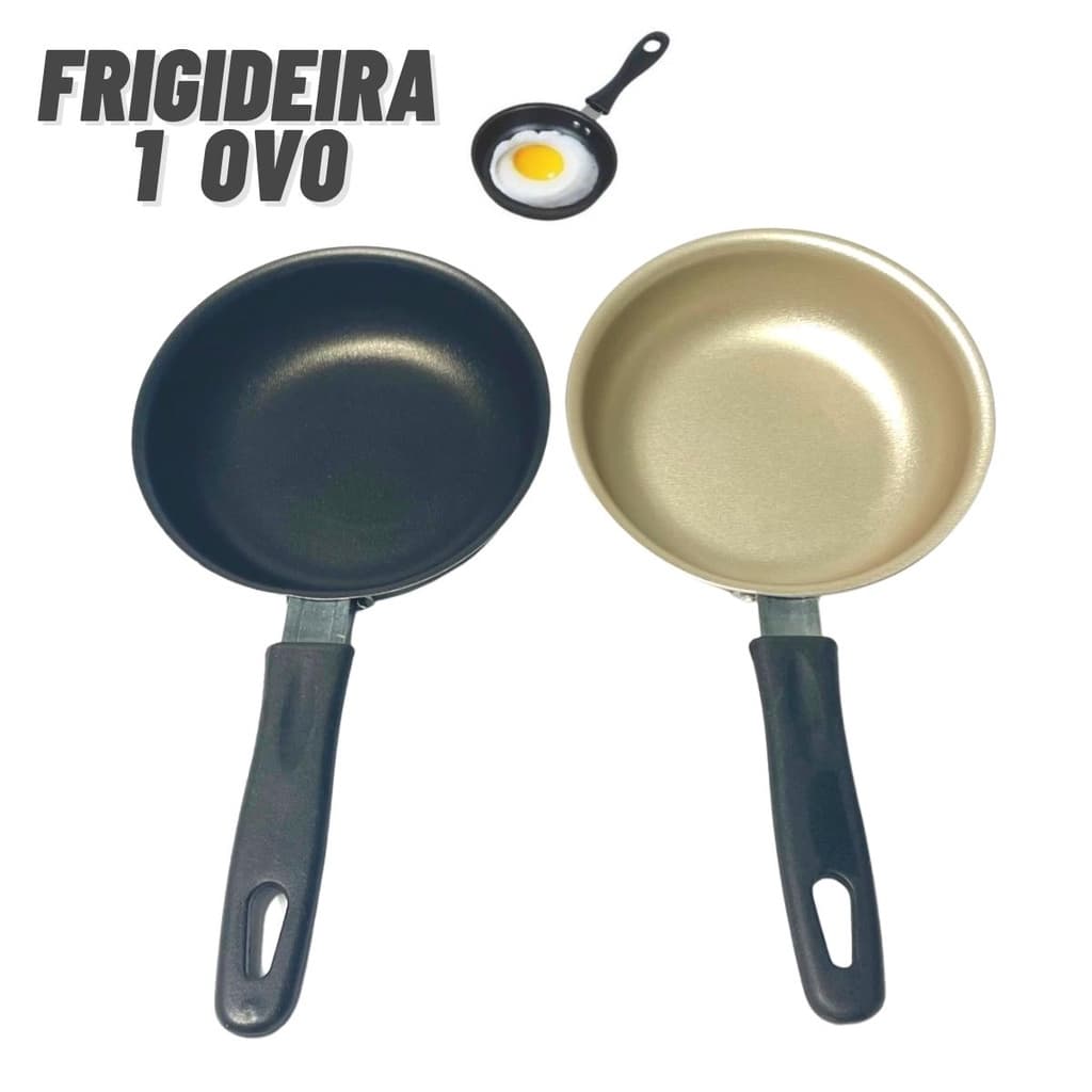Frigideira Antiaderente Teflon 12 cm Fritar 1 Ovo Preta ou Vermelha