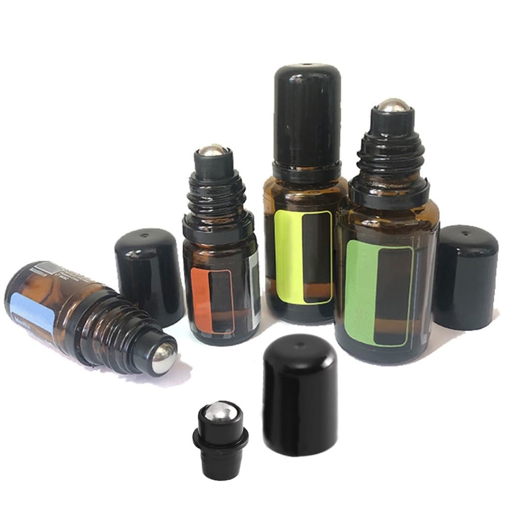 Kit 5 Und Tampa rollon roller inox r 18mm Com Tampa para frasco de óleo Essencial