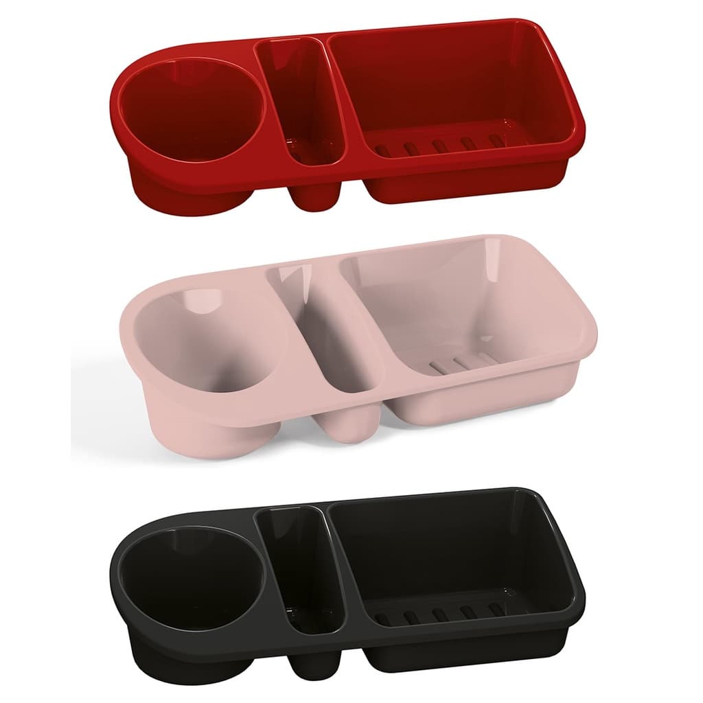Porta Detergente Organizador Plus de Pia Plástico Preto Vermelho ou Rosa - UZ