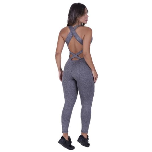 Macacão Longo Feminino Com Bojo Removível Suplex Fitness Academia E Ginastica