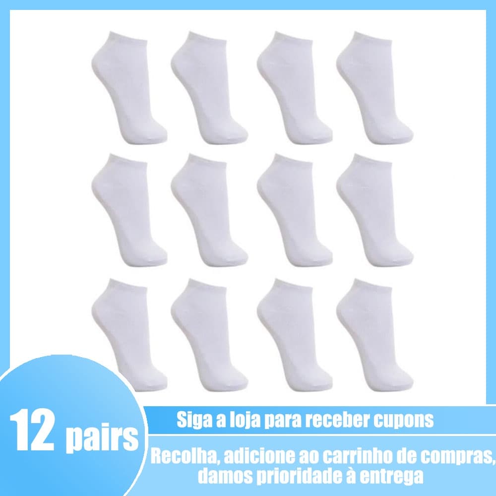 Male and female sports  Oferta especial Meias Unisex Kit 6 Pares Soquete Cano Curto 36 A 44 BRANCO fast shipping