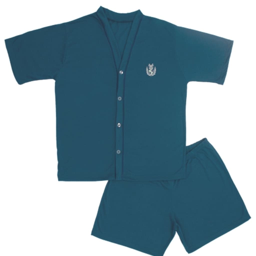 Pijama Manga Curto Adulto Masculino Short Malha Conforto Pós Cirúrgico Aberto Botões