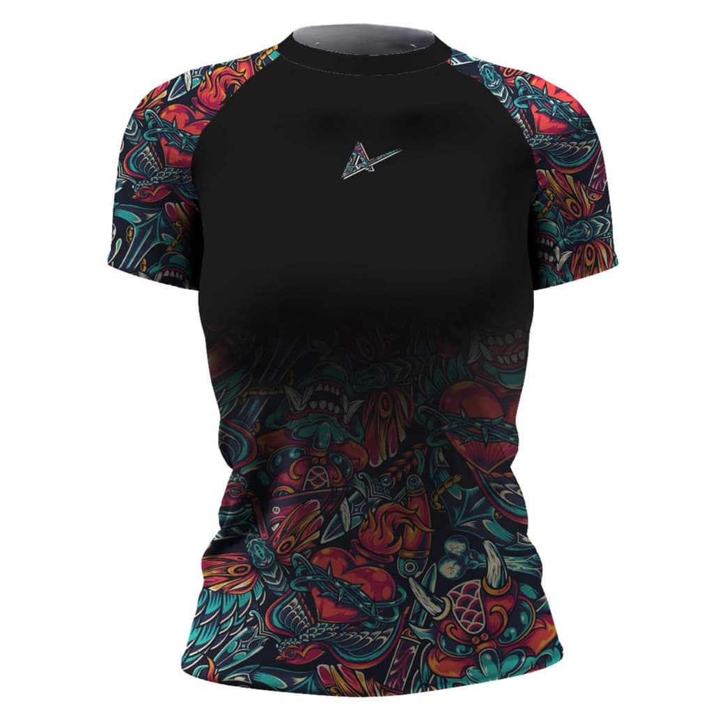 Rash Guard Feminina Camisa Jiu Jitsu No-Gi Black Roses Manga Curta