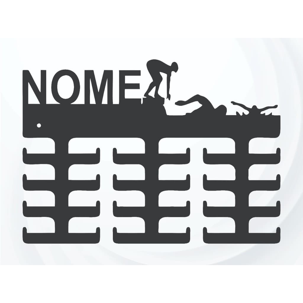 Porta Medalhas Natação Mdf Personalizado Com Nom