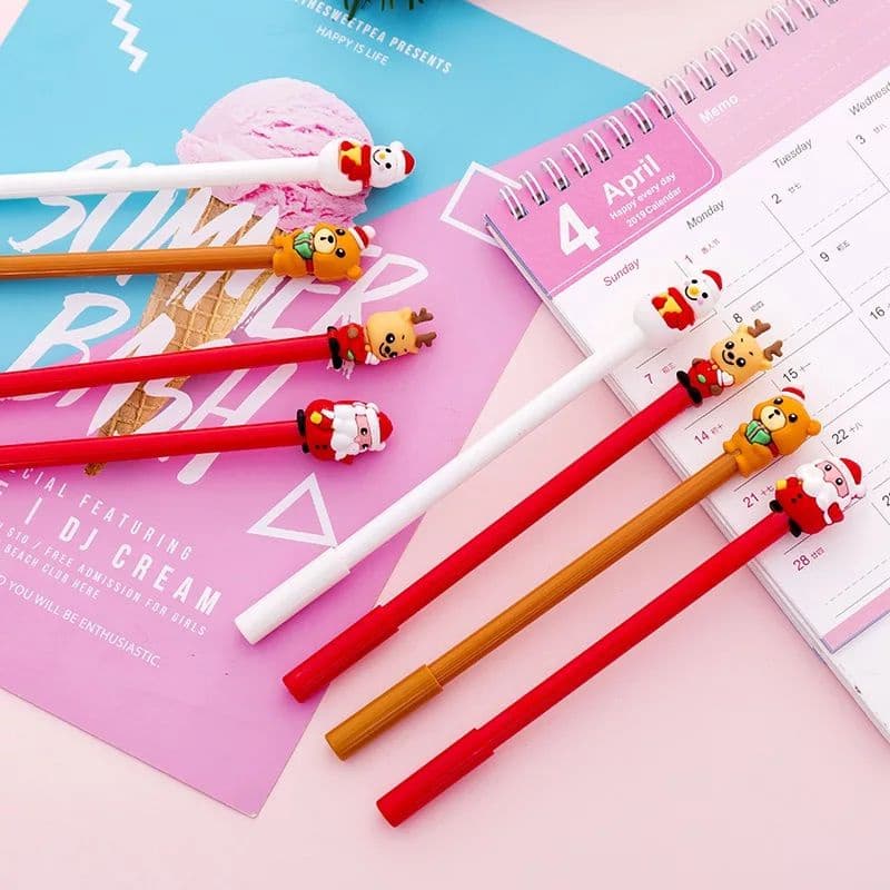 Caneta de natal - Caneta fofa - Caneta Divertida - Caneta gel Caneta kawaii - Material escolar - Faculdade - Papelaria - Crianças - Volta às aulas - Natal - Caneta papai Noel - boneco de neve - urso natalino - rena de natal / bichinhos / enfeites de natal