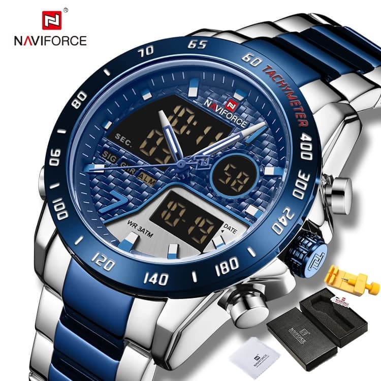 Naviforce 9171 Relógio De Pulso Digital Masculino Led Luminoso À Prova D'água