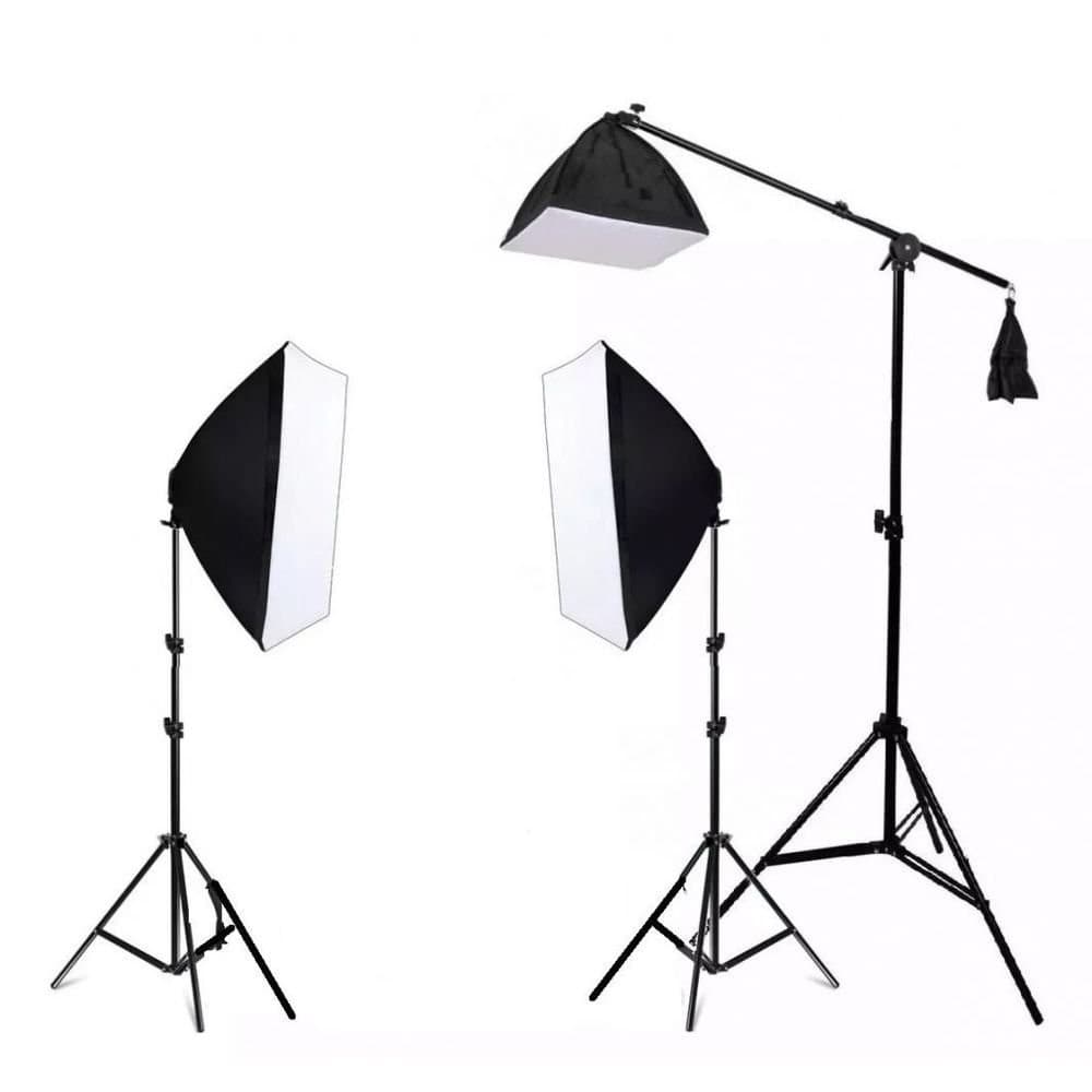 Kit Iluminação 2 Softbox Quádruplo 50x70 + Girafa 50x70 E27