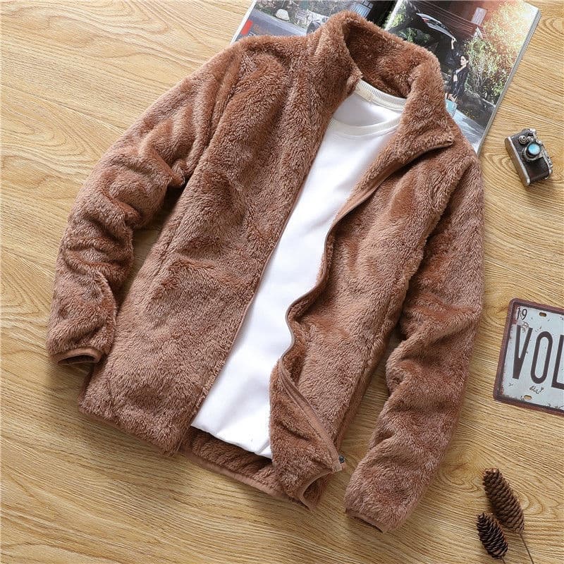 Jaqueta Masculina De Pelúcia Para Outono/Inverno