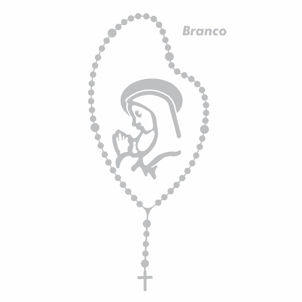 Terço de Maria Passa na Frente Adesivo 20cm X 08cm Branco Artigos Religiosos de Carro Moto Biz Jeep Fé Decoração