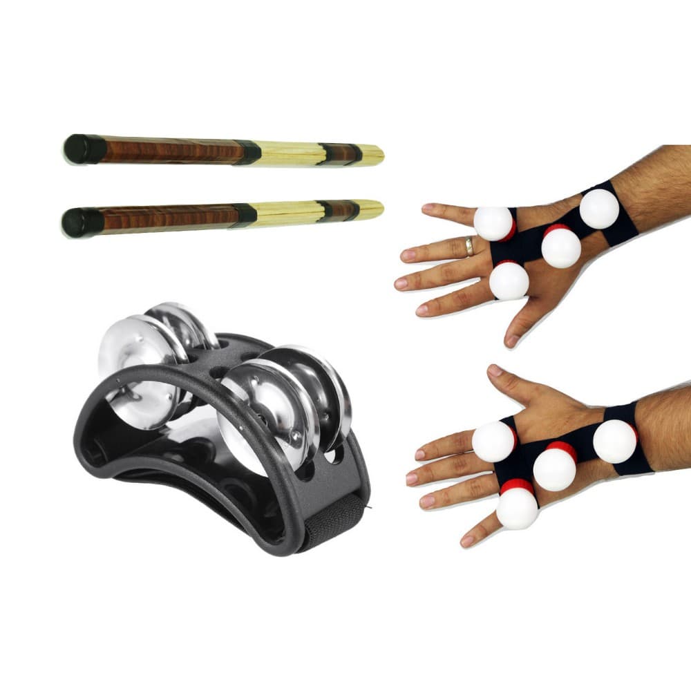 Kit Par De Luvas + Meia Lua De Pé + Par De Baquetas Jhamma
