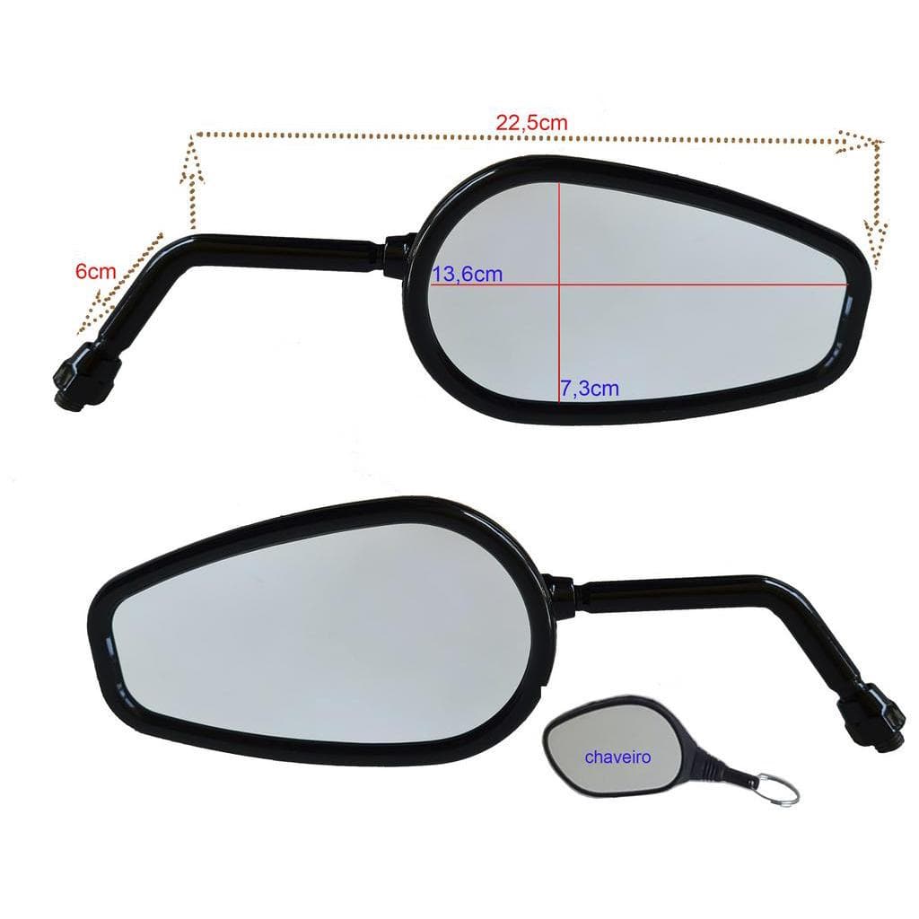 Espelho retrovisor convexo modelo Harley p/ moto Kawasaki
