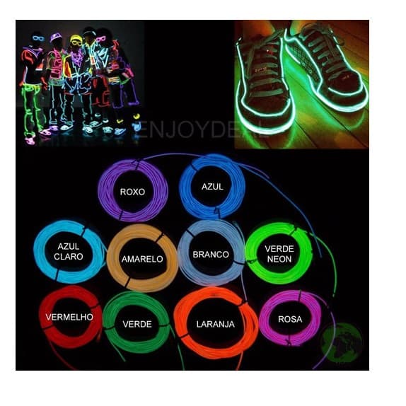 Fio De Neon Luz 5 Metros - Para uso com adaptador 3v ou 12v