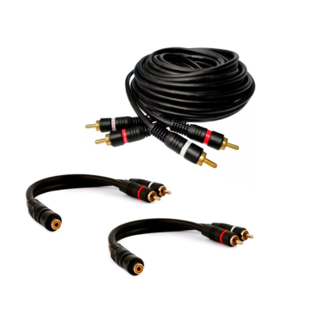 Kit Cabo Rca 5 Metros + 2 Cabos Y 2m 1f P/ Modulo Banh. Ouro PERMAK