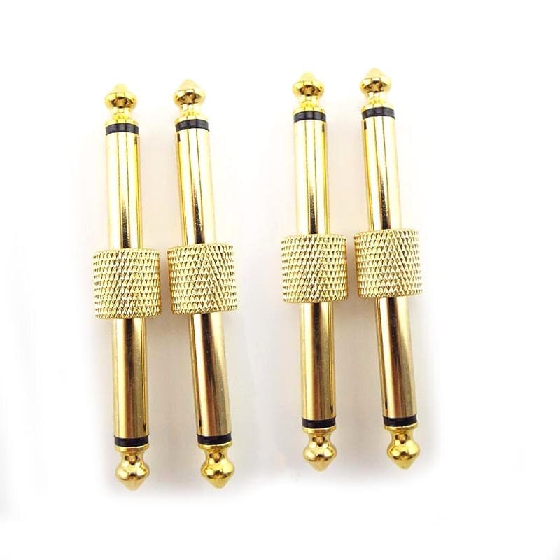 4 Pcs 6.35mm Macho Conector Mono Plug 1 / 4 Polegada Coulper Jack Adaptador De Interface Do Cabo Elétrico Pedal