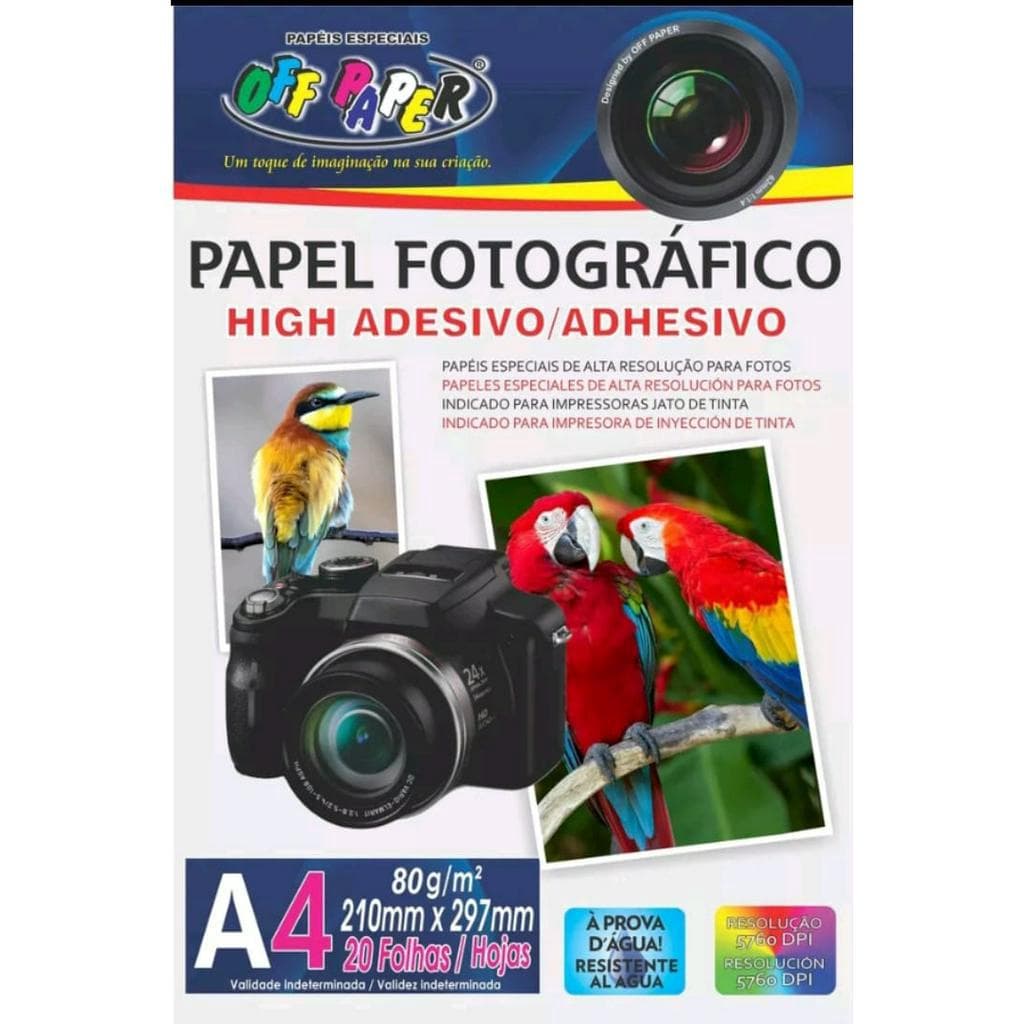 Papel Fotográfico A4 Adesivo 80g 20fls - OFF PAPER