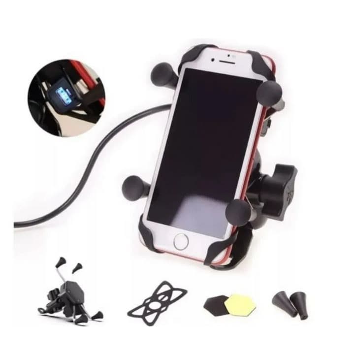 Suporte de moto para celular com carregador usb, Suporte e carregador universal para moto