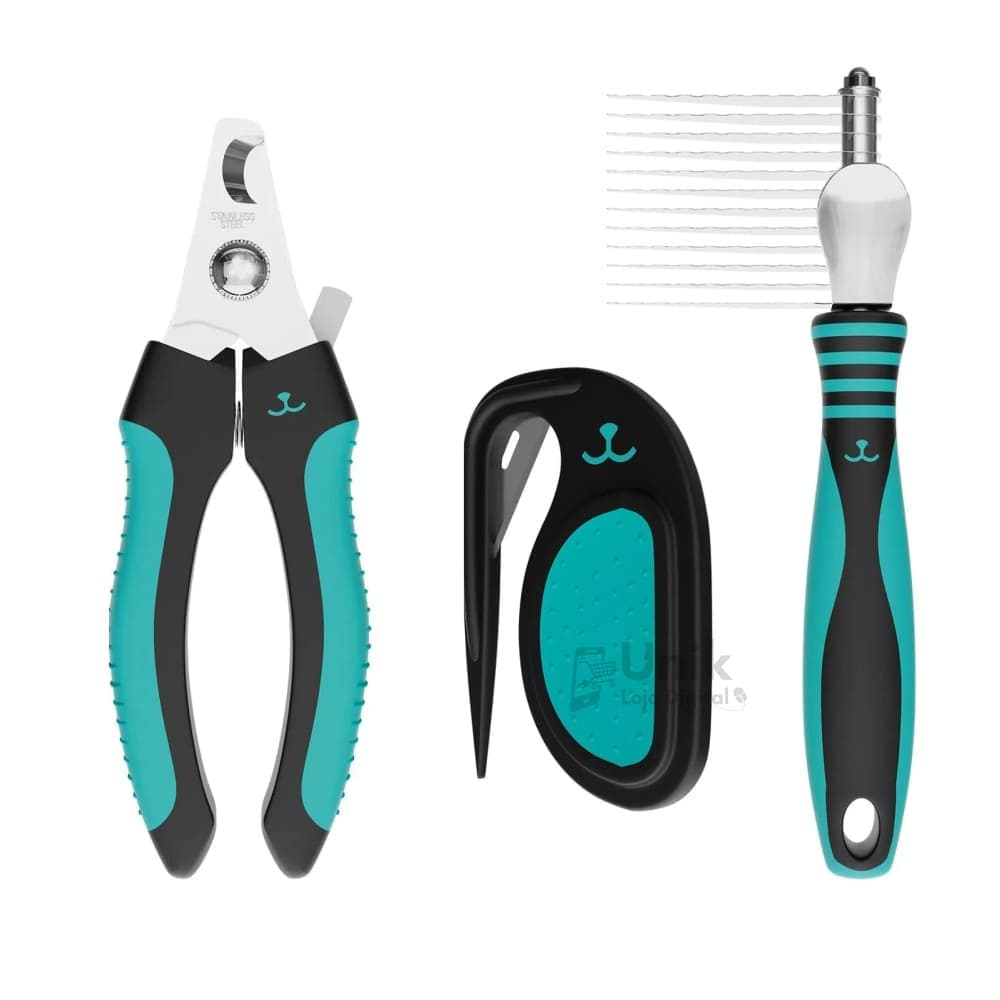 Kit Alicate de Unhas Grande Azul + Desembolador Reto 12 Lâminas Azul + Tira Laço Azul Propetz Original