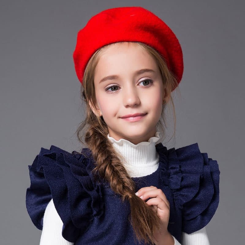 Inverno Quente Faux Lã Boina Meninas Francês Artista Beanie Chapéu Cap Preto Vermelho Roxo Bege Laranja Kawaii Flat Top Caps Mais Quente