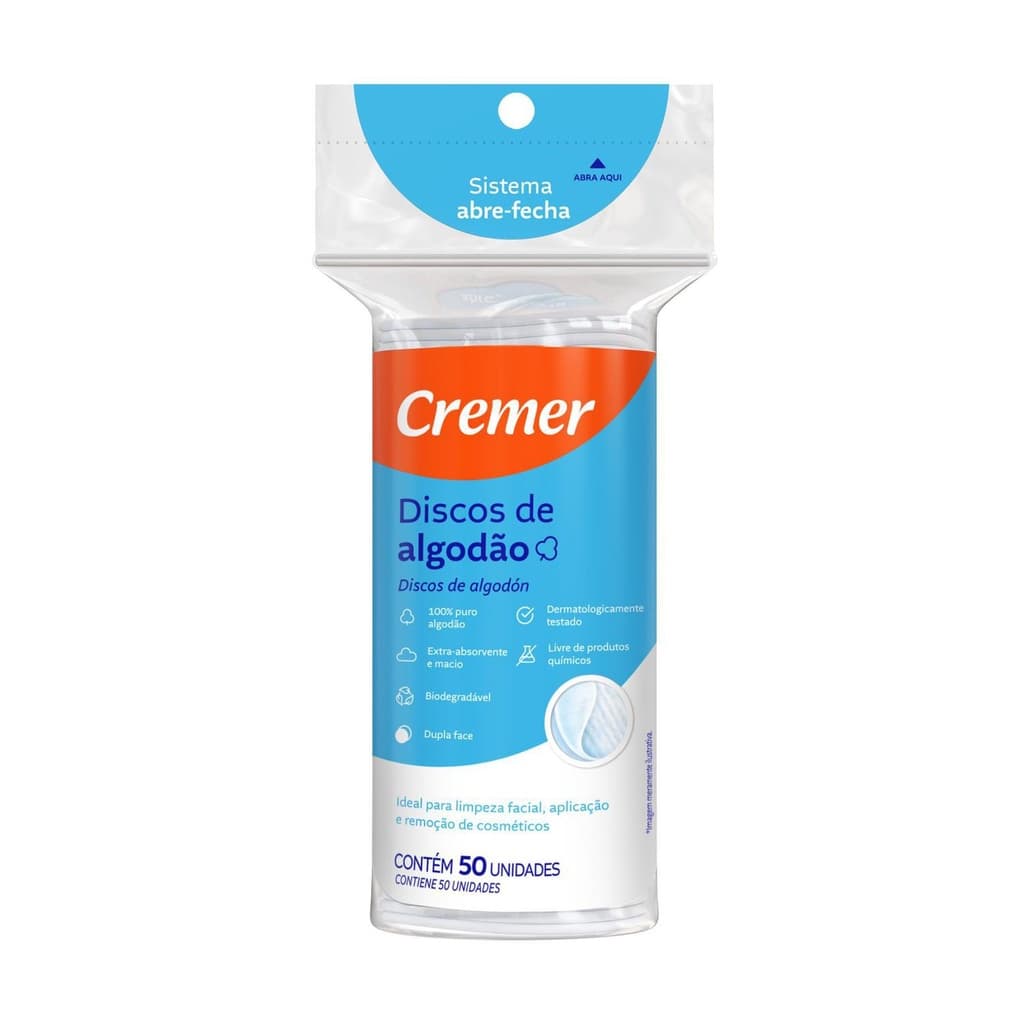 Algodão em Disco Cremer com 50 unidades