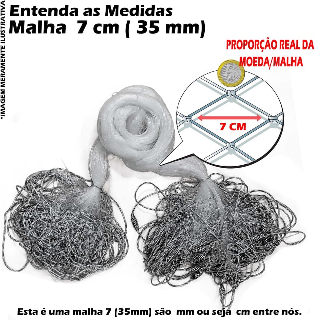 Rede Redinha Pronta Malha 8 cm (40mm) 10mts Fio 25 16 malhas