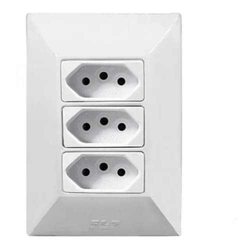 Tomada Tripla Com Placa 2P+T 10A Ref.1420532 Dubai FLP