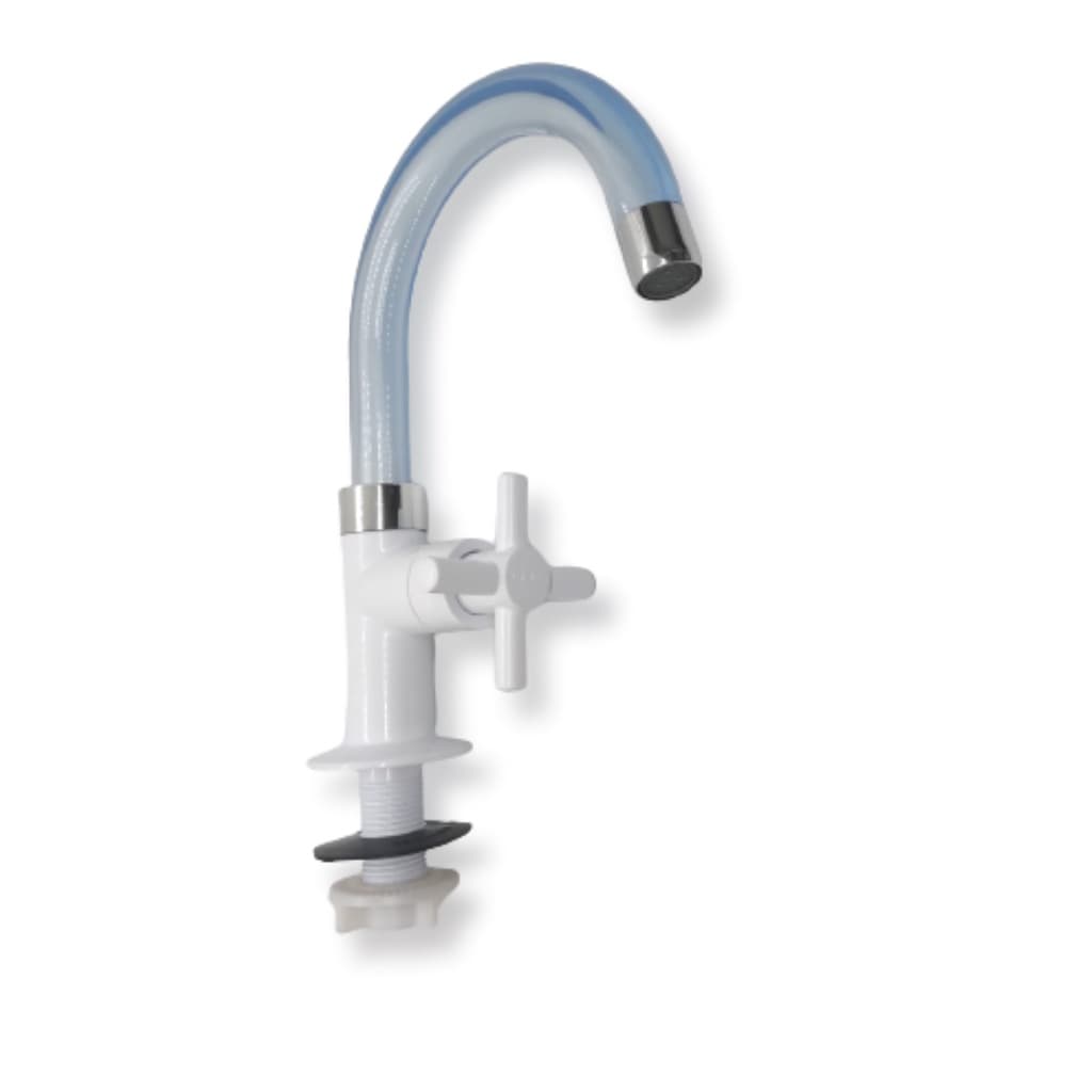 Torneira Lavatório Pvc Branco e Transparente, Bico Arejador, 1/4 de volta, Facil de instalar, Resistente, 1/2 polegada.