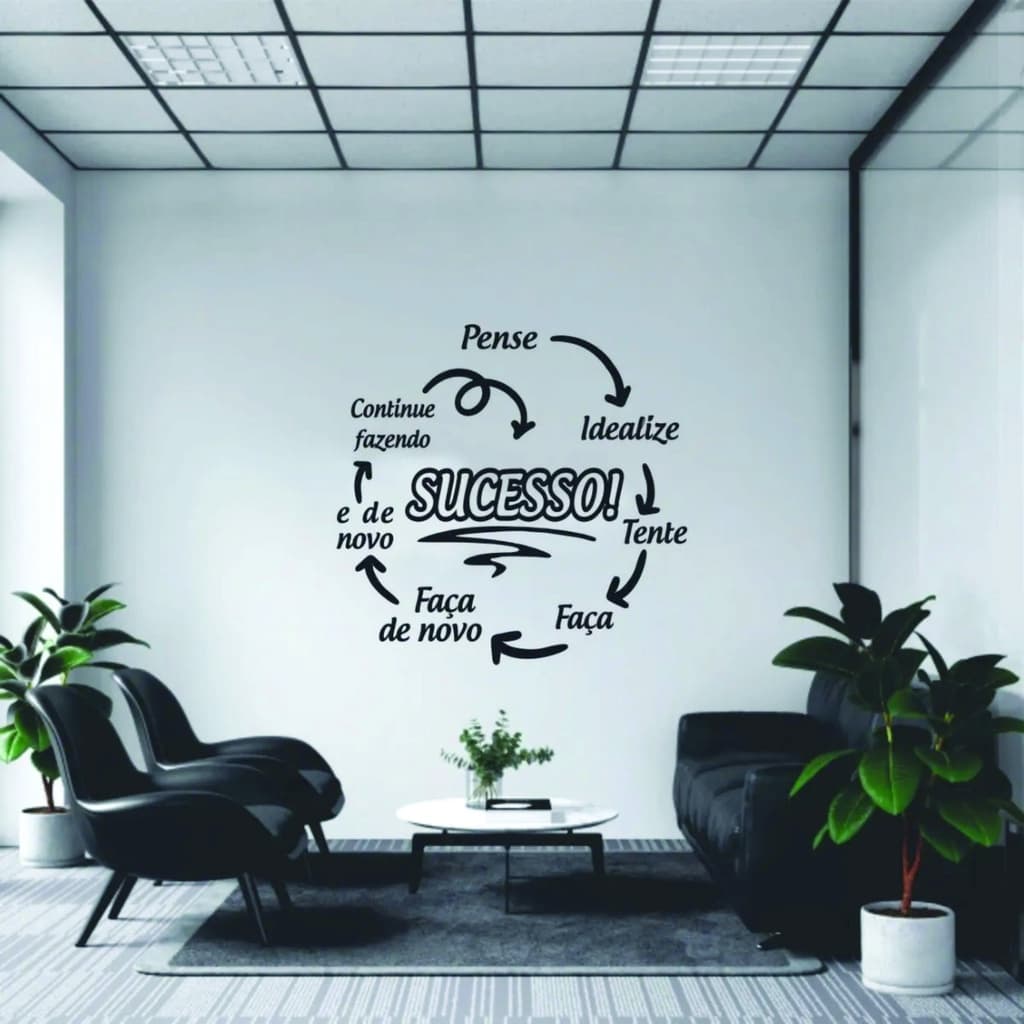 Adesivo De Parede Decorativo Frase Empresa Sucesso Motivação 60X60