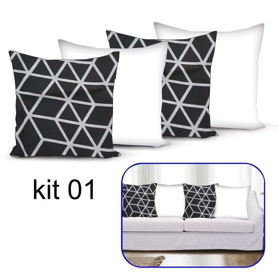 KIT 04 Capa De Almofada Para Sofá Sala Ou Quarto Decorativa 45x45cm Varias Estampas