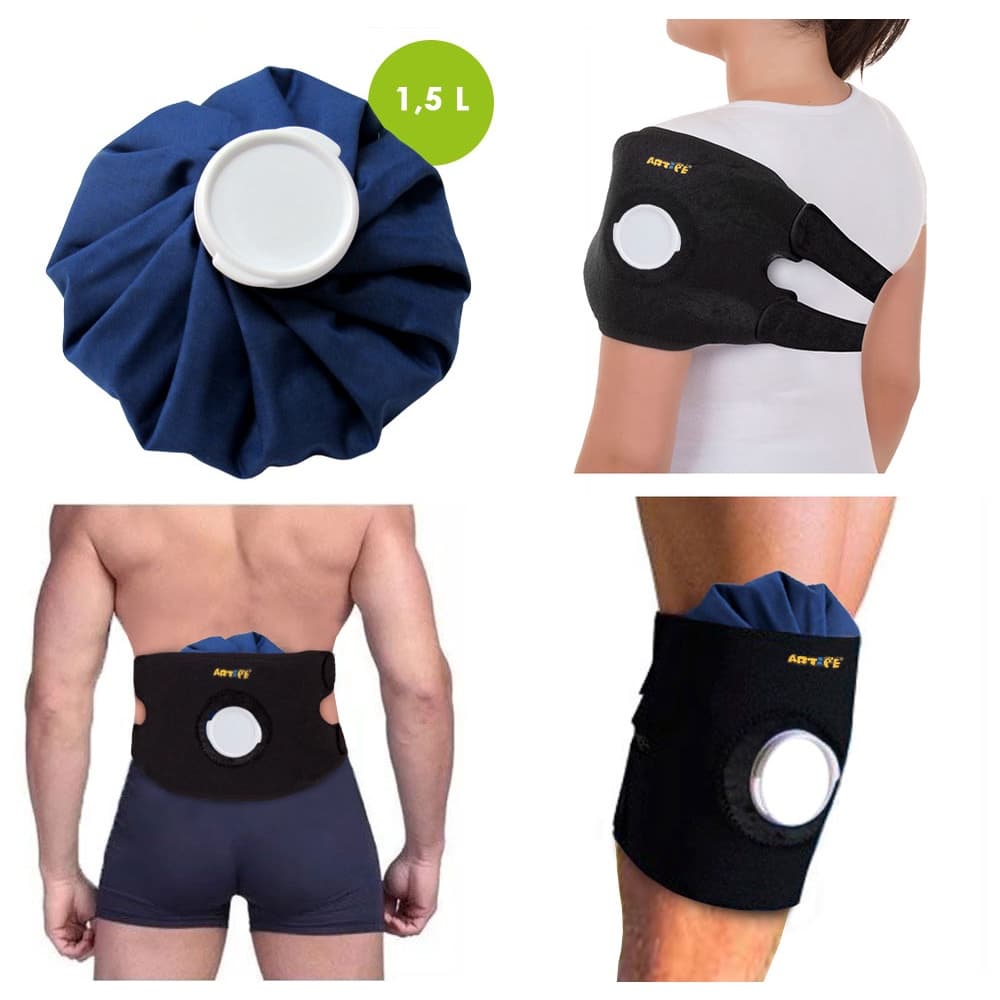 Kit Cinta Multiuso Abdomem E Costas + Bolsa Gelo 1,5l Preto