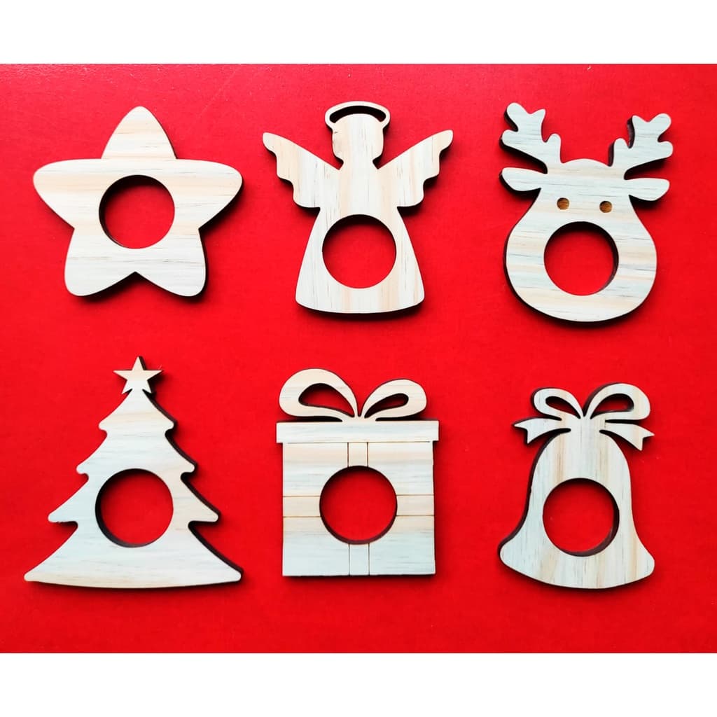 12 Porta Guardanapo Anel Natal Madeira Decoração De Mesa