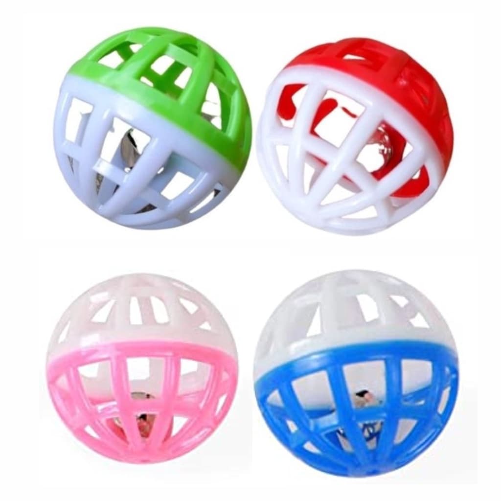 Brinquedo para Gato cachorro filhote pequeno calopsita Bola kit Bolinha Guizo faz barulho Colorida 4 Bolinhas