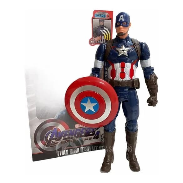Boneco Capitão América Vingadores Articulado Luz Som 30 Cm