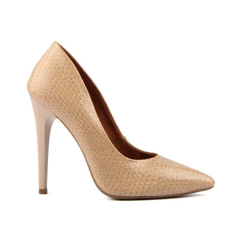Scarpin Sapato Feminino Planet Franca Salto Alto Snake Bege