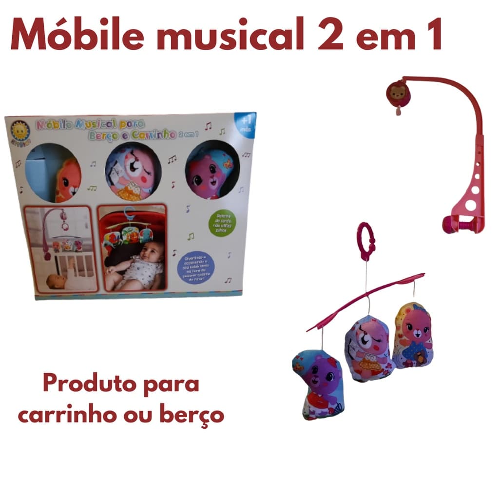 Mobile Musical Para Berço E Carrinho. Personagens Em Tecido macio. Para Berço e Carrinho.