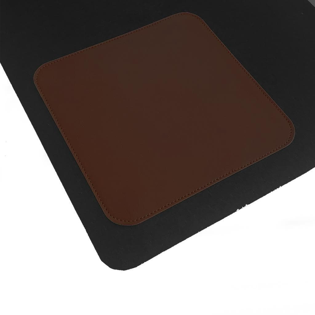 Desk Pad Feltro Grande com Mouse Pad Couro Marrom