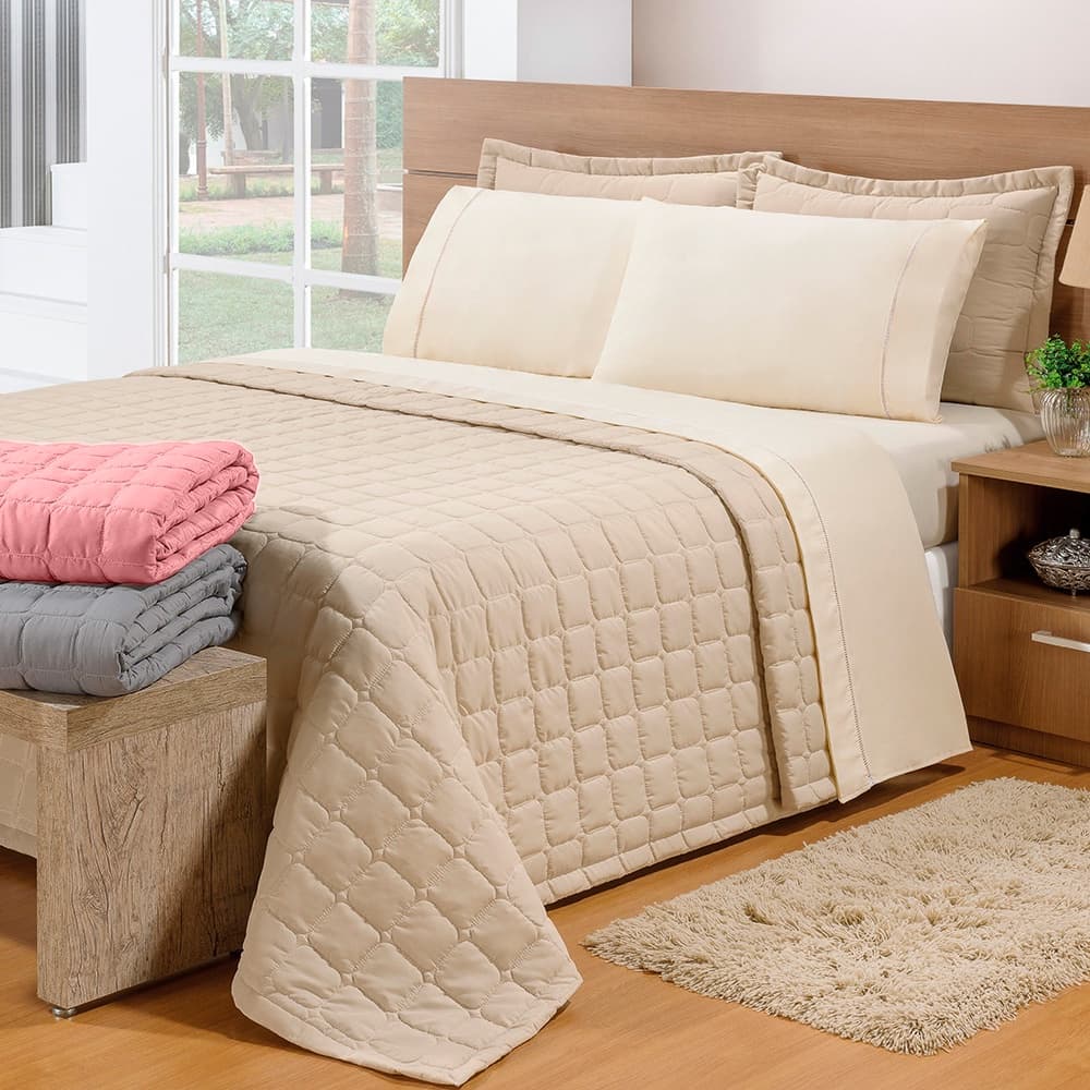 Kit Cobre Leito Colcha Solteiro Casal Queen King 3 e 2 Peças Matelado Dupla Face Berlim