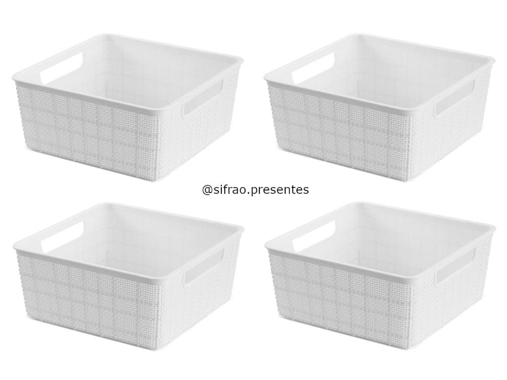 Kit c/ 4 Cestos Organizadores Multiuso Rattan Home Organizer