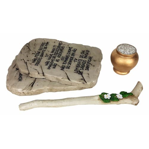 Tabuas Da Lei C/ Vaso De Maná E Cajado De Arão Decorativos