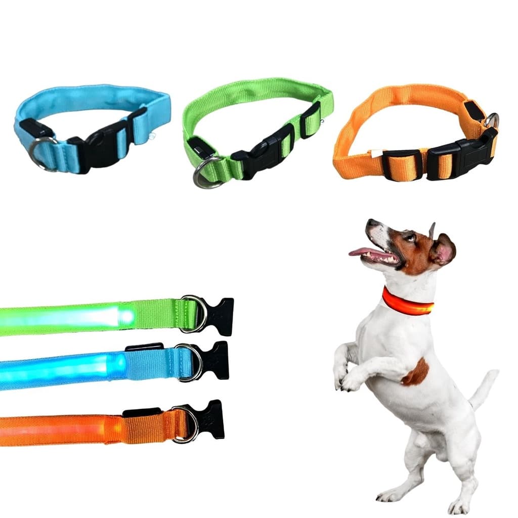 Coleira Para Cachorro Pet Com Led Tamanho Médio Regulável