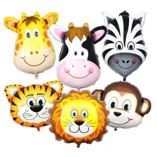 6 Balão Metalizado Safari Animais - Decoração Festa